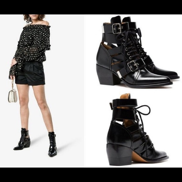 Chloé Black Reilly Leather Buckle Ankle Boots - Picture 2 of 15